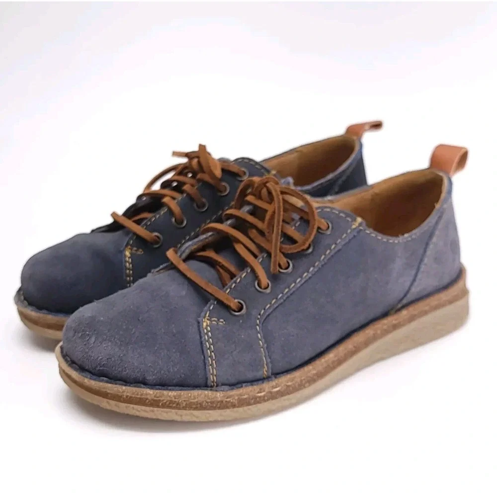 Born Womens Isadora Blue Suede Lace Up Sneakers Shoes Size 6.5‎ Comfortable